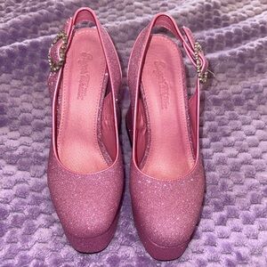 Elegant Pink Glitter Slingback Heels